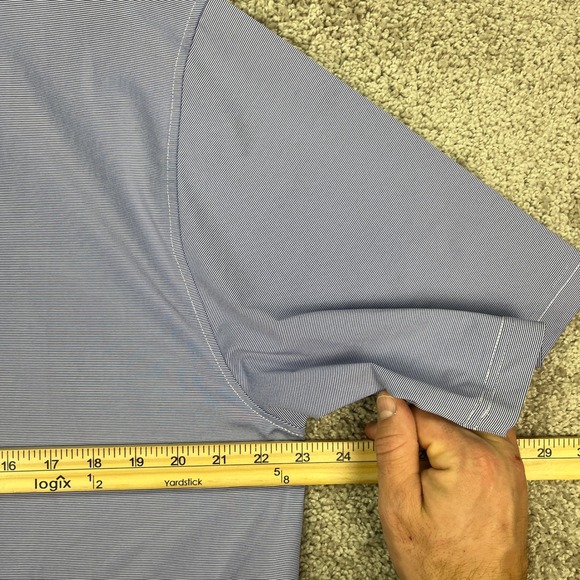 Footjoy FJ Mens Golf Polo‎ Shirt Short Sleeve Striped Purple Periwinkle M - Picture 7 of 8